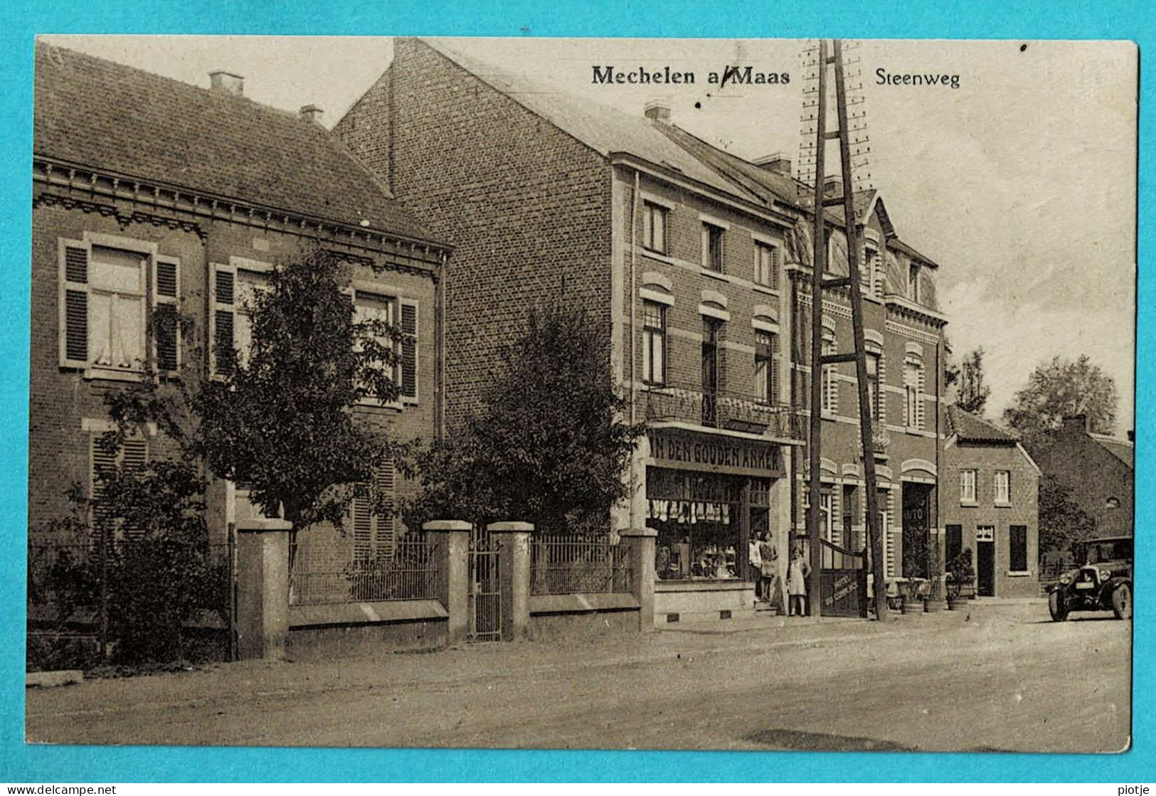 * Maasmechelen - Mechelen Aan De Maas (Limburg) * (nr 80) Steenweg, In Den Gouden Anker, Oldtimer Car, Animée, TOP - Maasmechelen