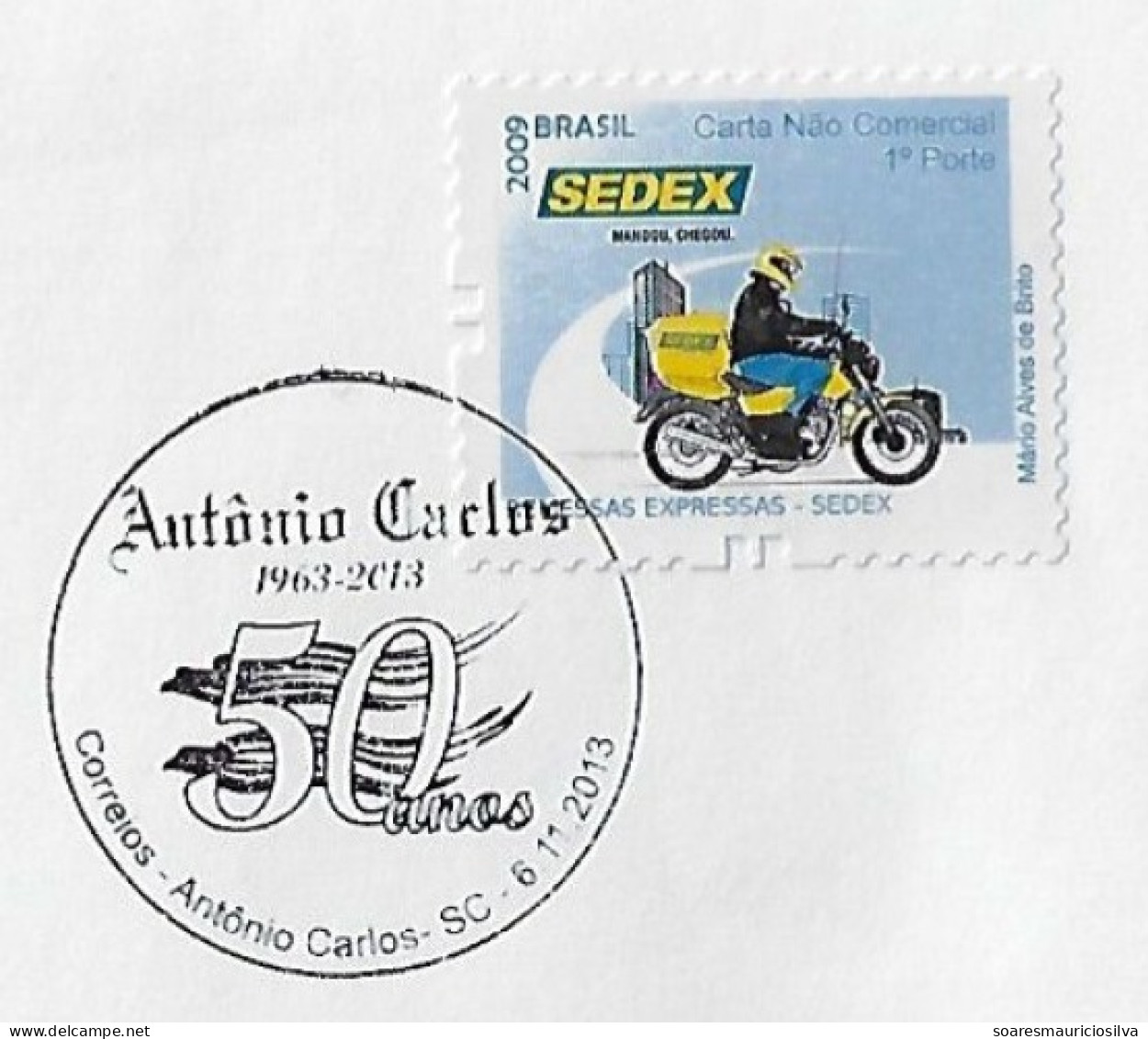 Brazil 2013 Cover Commemorative Cancel 50 Years Of Antônio Carlos City - Covers & Documents