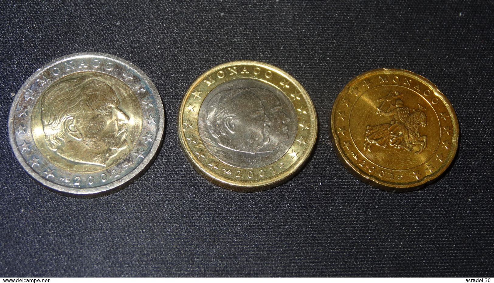 EURO De MONACO : 3 Pieces De 2001 : 1 -2  Et 20 Cent - Monaco