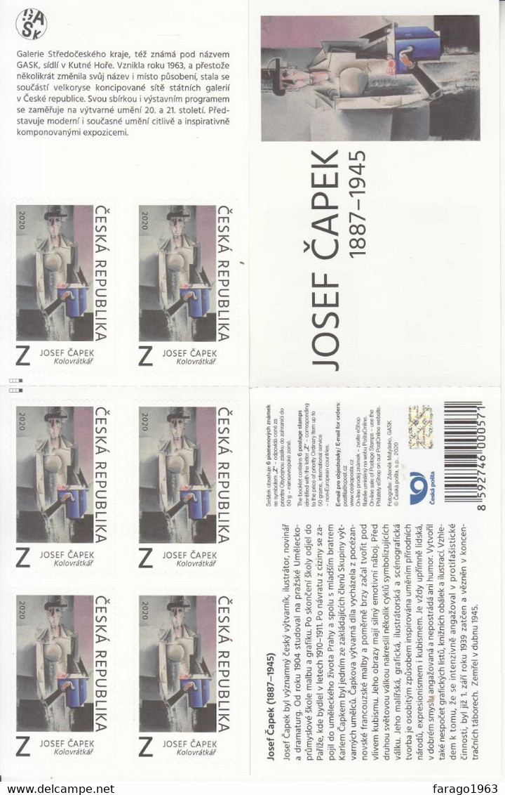 2020 Czech Republic Josef Capek Art Paintings Complete Booklet MNH  @ BELOW FACE VALUE - Unused Stamps