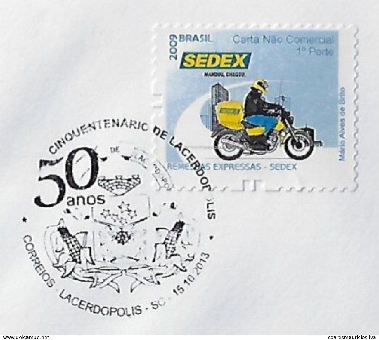 Brazil 2013 Cover Commemorative Cancel 50 Years Of Lacerdópolis City Coat Of Arms Corn - Lettres & Documents