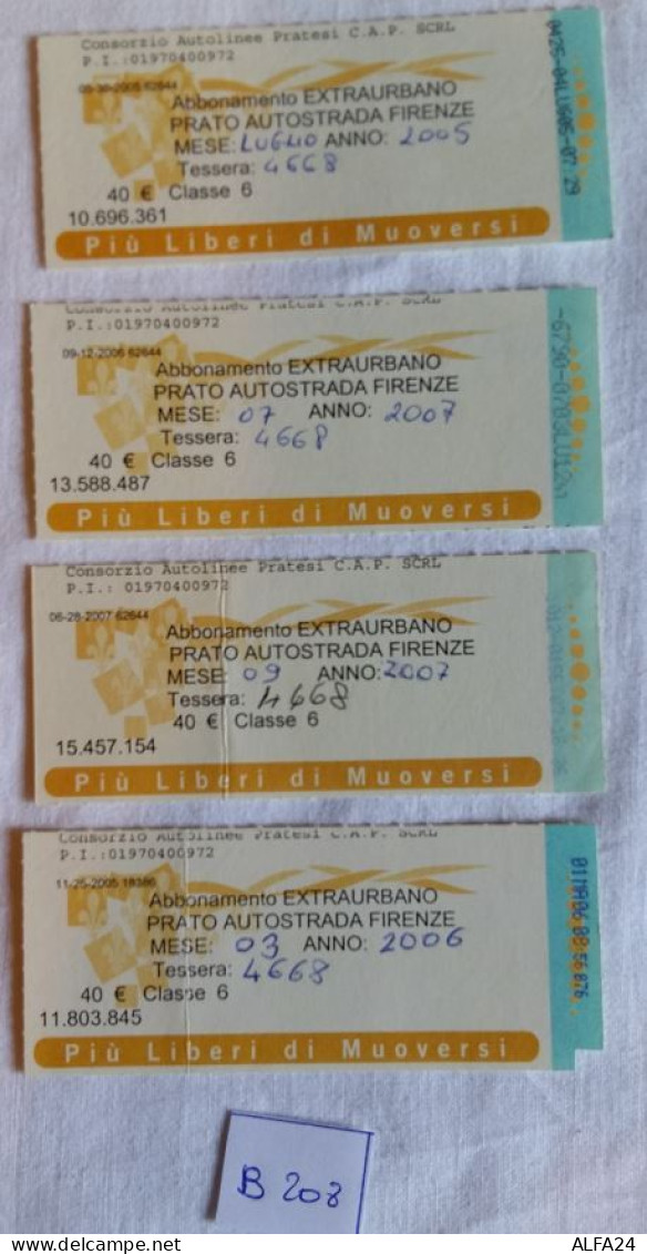 LOTTO 4 ABBONAMENTI USATI BUS CAP TOSCANA (B208 - Europe