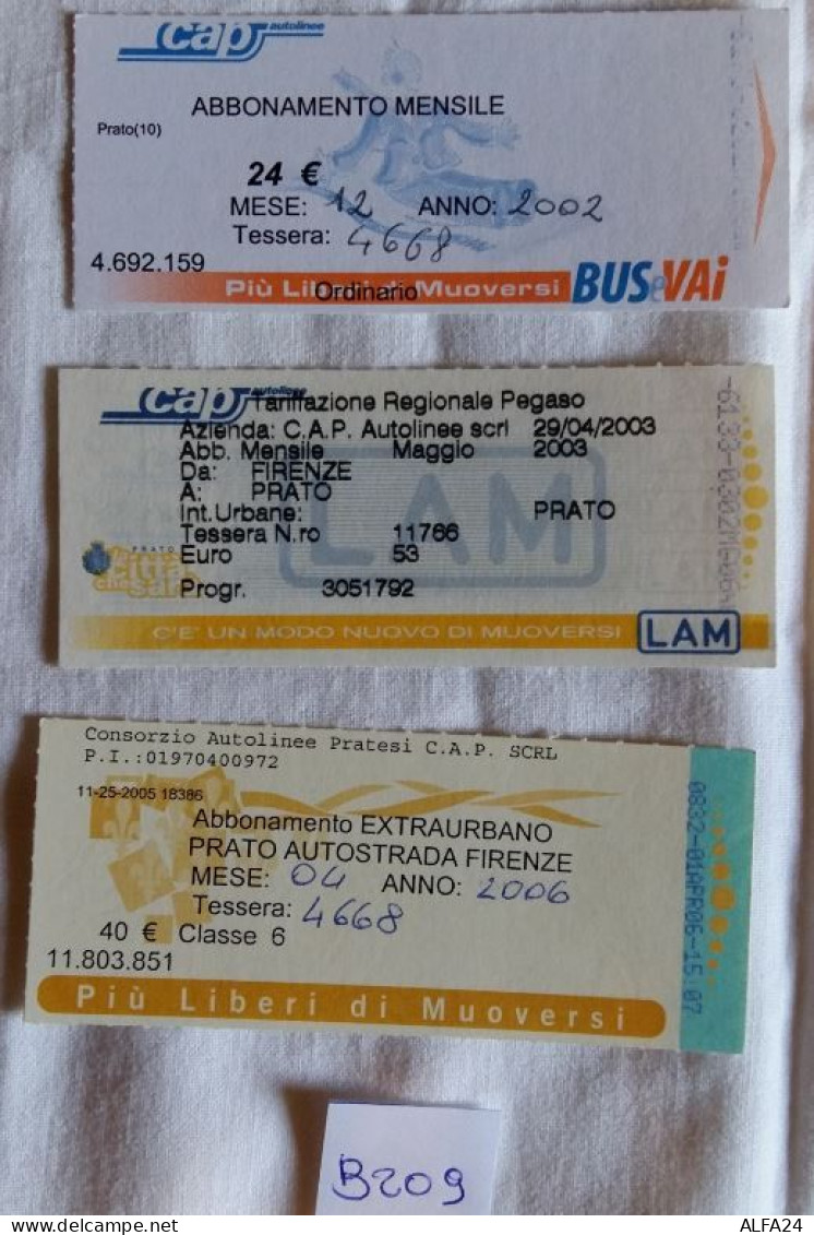 LOTTO 3 ABBONAMENTI USATI BUS CAP TOSCANA (B209 - Europa