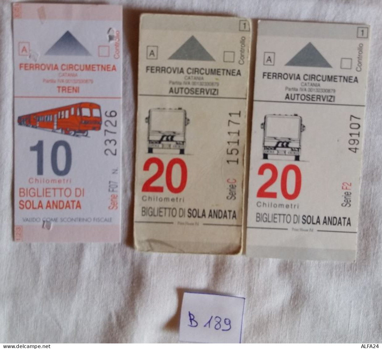 LOTTO 3 BIGLIETTI USATI FERROVIA CIRCUMETNEA (B189 - Europe