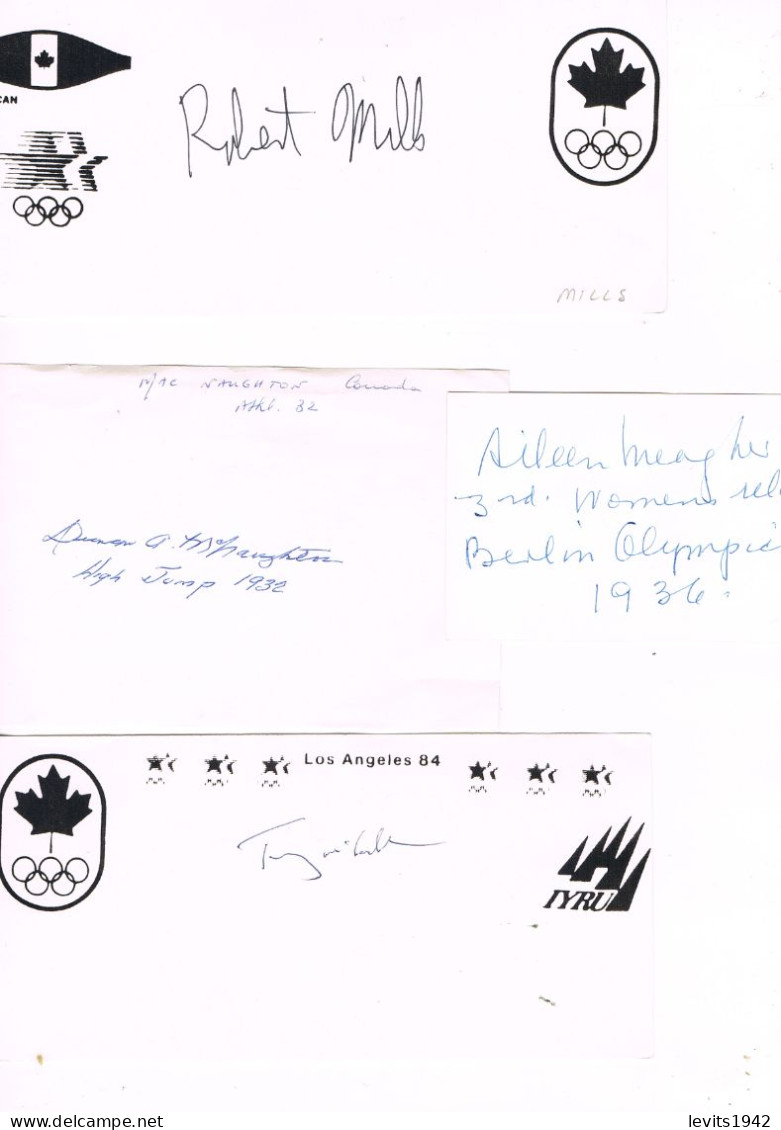 JEUX OLYMPIQUES - AUTOGRAPHES DE MEDAILLES OLYMPIQUES - CONCURRENTS DU CANADA - - Autographes