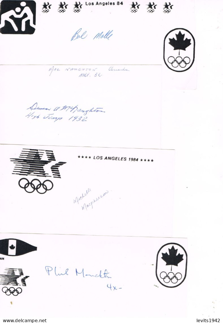 JEUX OLYMPIQUES - AUTOGRAPHES DE MEDAILLES OLYMPIQUES - CONCURRENTS DU CANADA - - Authographs