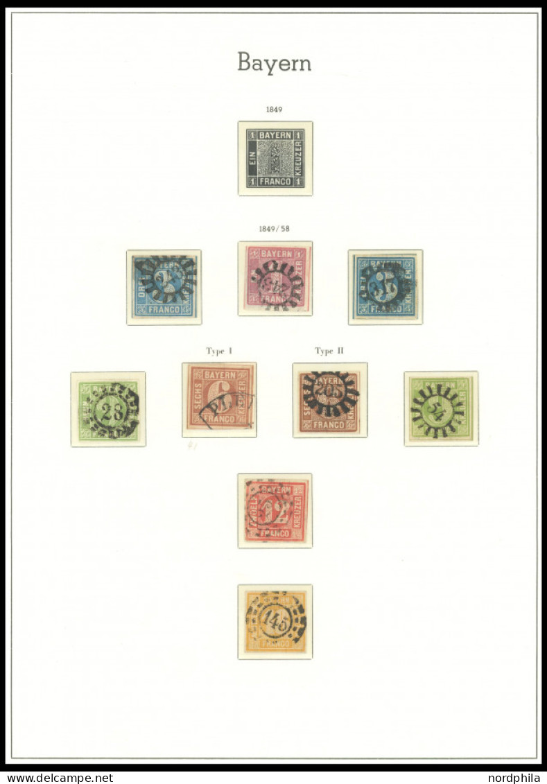 BAYERN O, 1849-1868, Sauber Gestempelte Sammlung Bayern Der Ungezähnten Kreuzerausgaben Auf Leuchtturm Falzlosseiten, Et - Used