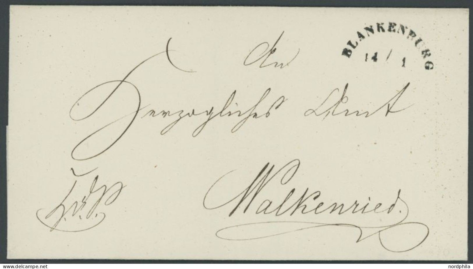 BRAUNSCHWEIG BLANKENBURG 14/1, Halbkreisstempel Auf Dienstbrief Nach Walkenried, Pracht - Prephilately