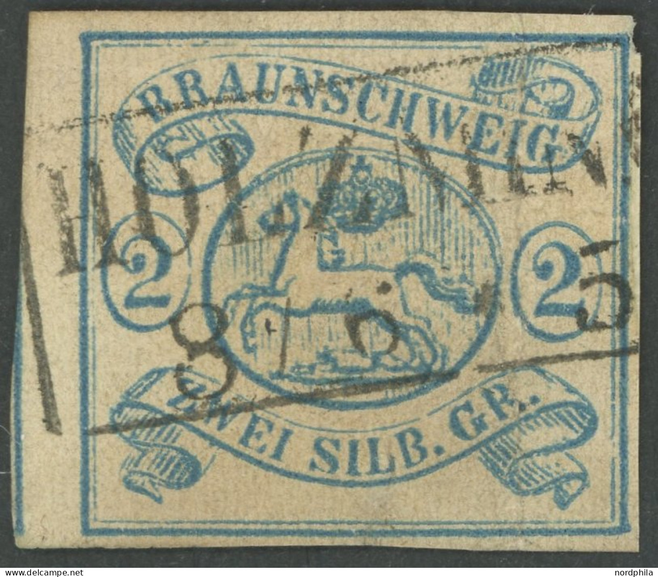 BRAUNSCHWEIG 2 O, 1852, 2 Sgr. Lebhaftpreußischblau, R2 HOLZMINDEN, Feinst (diverse Mängel), Kurzbefund Dr. Wilderbeek,  - Braunschweig