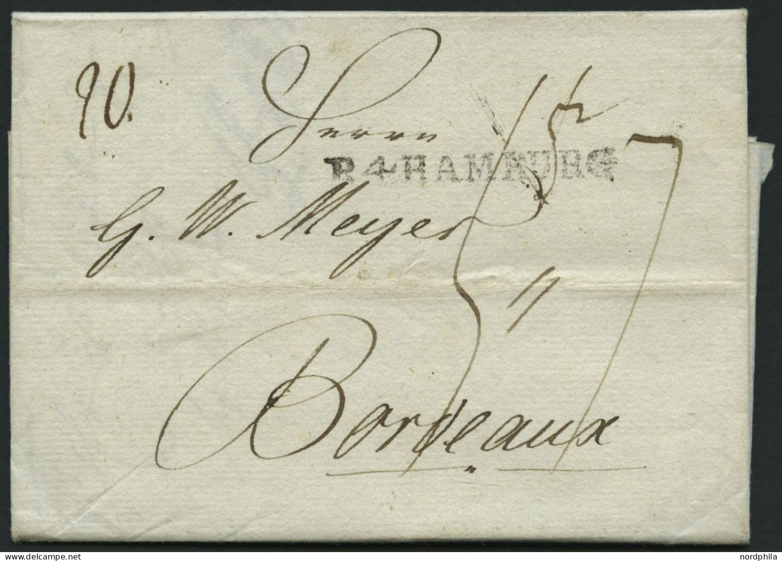 HAMBURG 1805, R.4. HAMBURG, L1 Auf Brief Nach Bordeaux, Pracht - Other & Unclassified