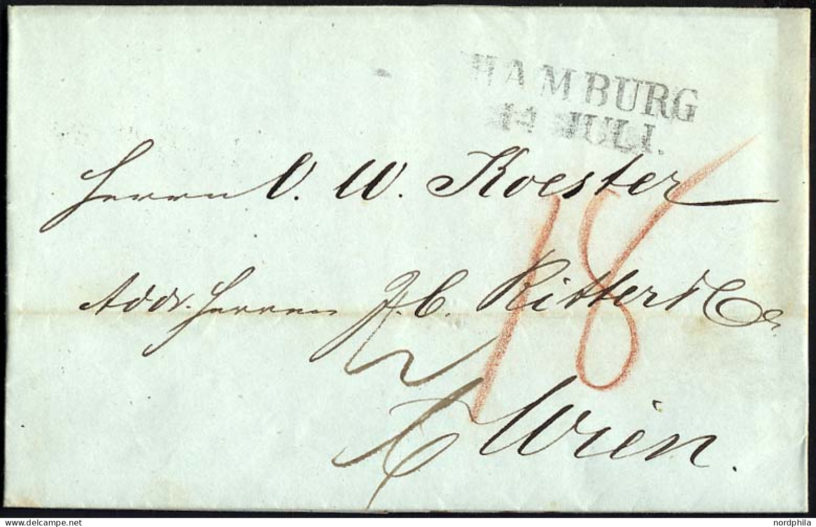 HAMBURG 1846, HAMBURG, L2 Auf Brief Nach Wien, Pracht - Prefilatelia