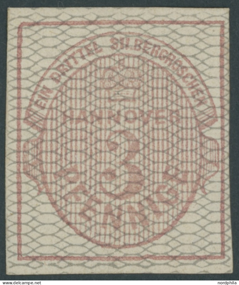 HANNOVER 8b , 1856, 3 Pf. Karmin, Grau Genetzt, Falzrest, Pracht, Mi. 500.- - Hanover