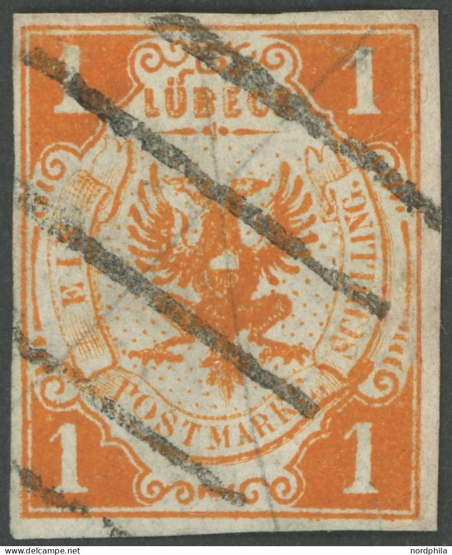 LÜBECK 1 O, 1859, 1/2 S. Dunkelviolettgrau, Rechter Rand Ergänzt, Repariert Wie Pracht, Mi. (2500.-) - Lubeck