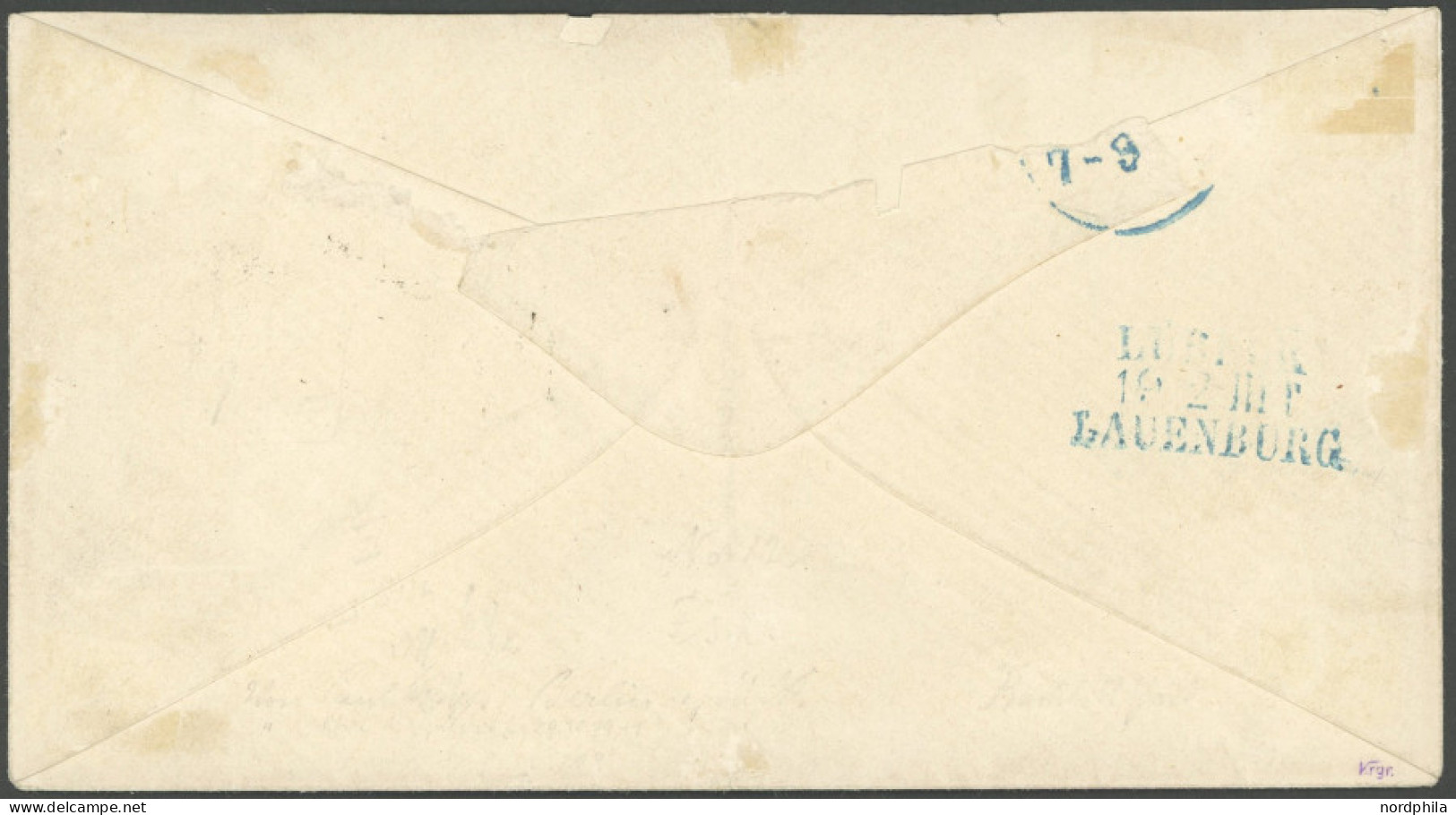 LÜBECK 12 BRIEF, 1863, 4 S. Mittelolivbraun Auf Brief Nach Berlin, Rückseitige Lasche Nicht Vollständig, Feinst, R!, Sig - Lübeck