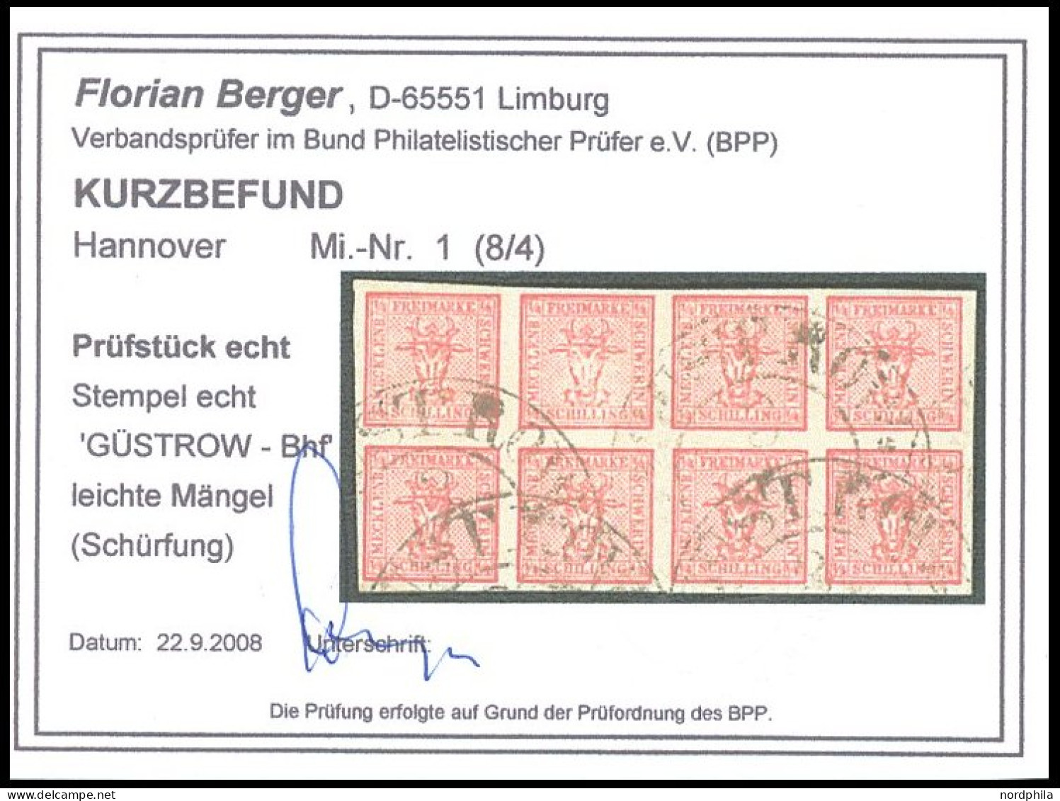 MECKLENBURG SCHWERIN 1 Paar O, 1856, 4/4 S. Graurot Im Waagerechten Paar, K2 GÜSTROW BAHNHOF, Kleine Schürfung Sonst Pra - Mecklenburg-Schwerin