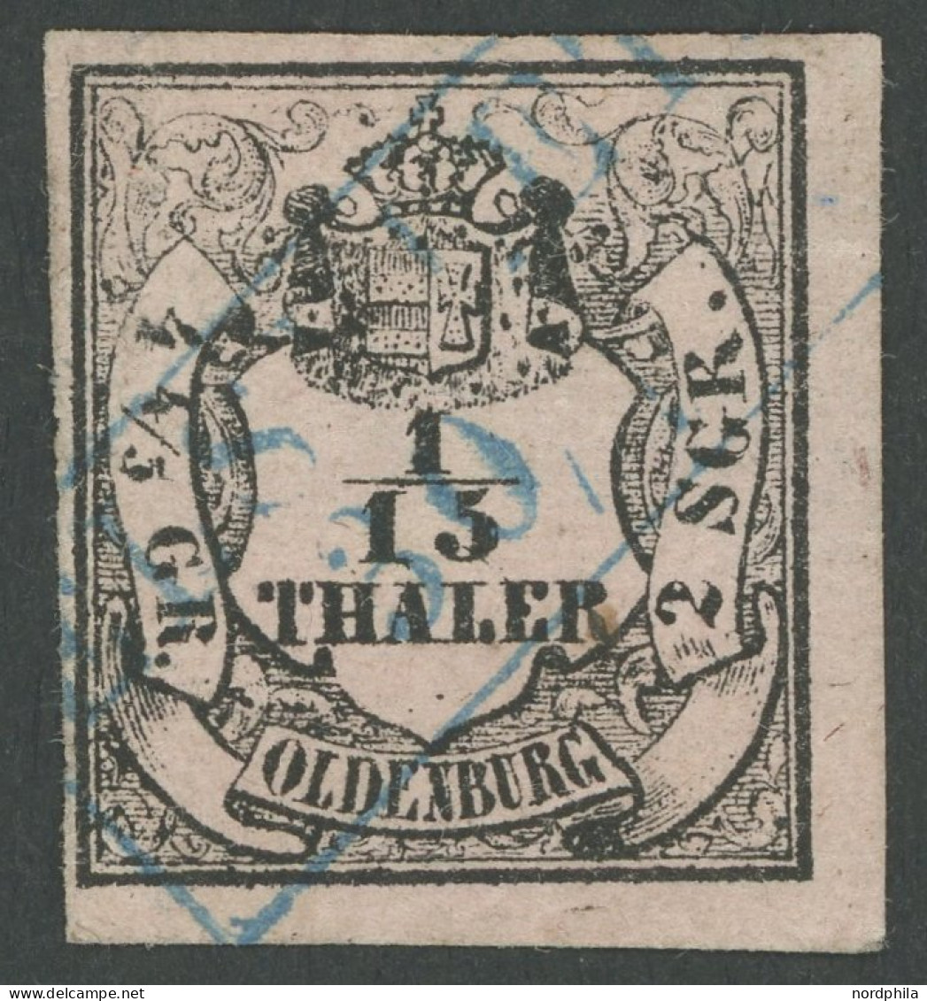 OLDENBURG 3III O, 1859, 1/15 Th. Schwarz Auf Mattbräunlichrot, Type III, R2 ELSFLETH, Rückseitig Dünne Stellen, Feinst,  - Oldenburg