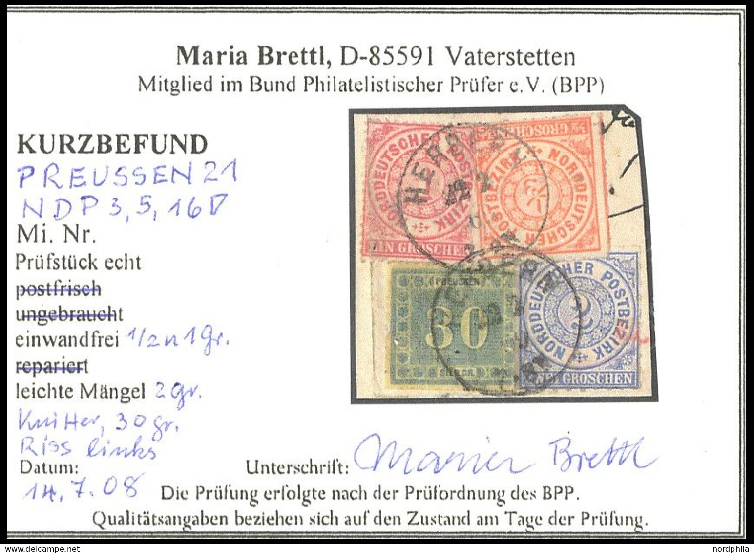 PREUSSEN 21 BrfStk, 22.2.69, 30 Sgr. Dunkelgrünlichblau Mit 3 Werten Norddeutscher Postbezirk ( Mi.Nr. 3,5,16) Auf Brief - Andere & Zonder Classificatie