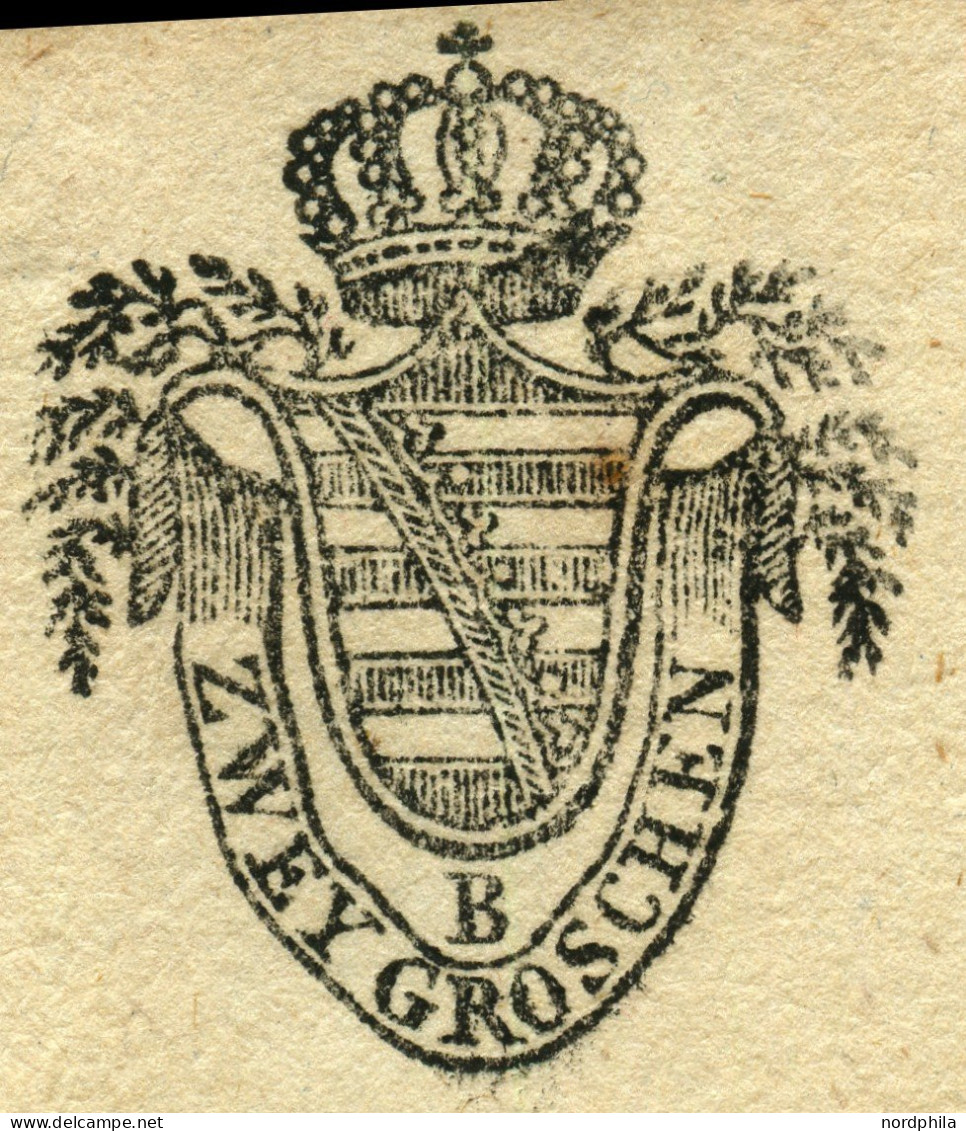 SACHSEN Sachsen 1826, Postvorschussbrief, Stempelpapier Von Rosswein Ins Nahegelegene Waldheim. Entwertet Mit Dem Zacken - Precursores