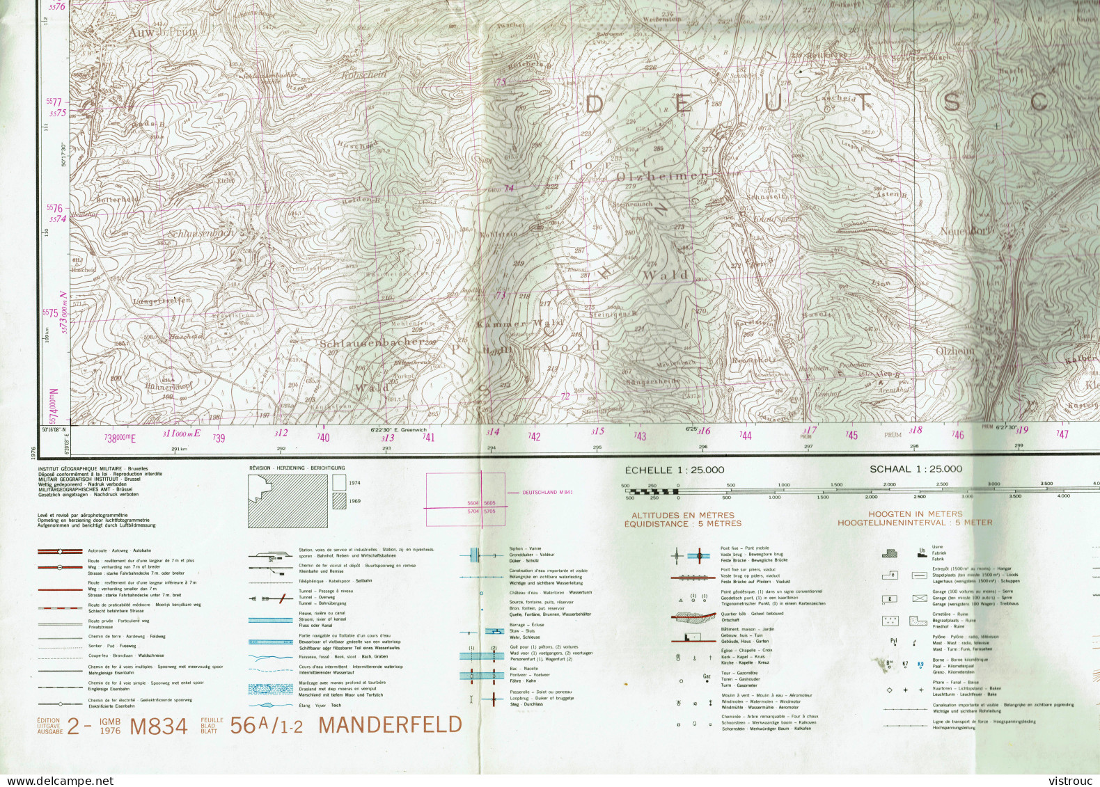 Institut Géographique Militaire Be - "MANDERFELD" - N° 56A/1-2 - Edition: 1976 - Echelle 1/25.000 - Topographical Maps