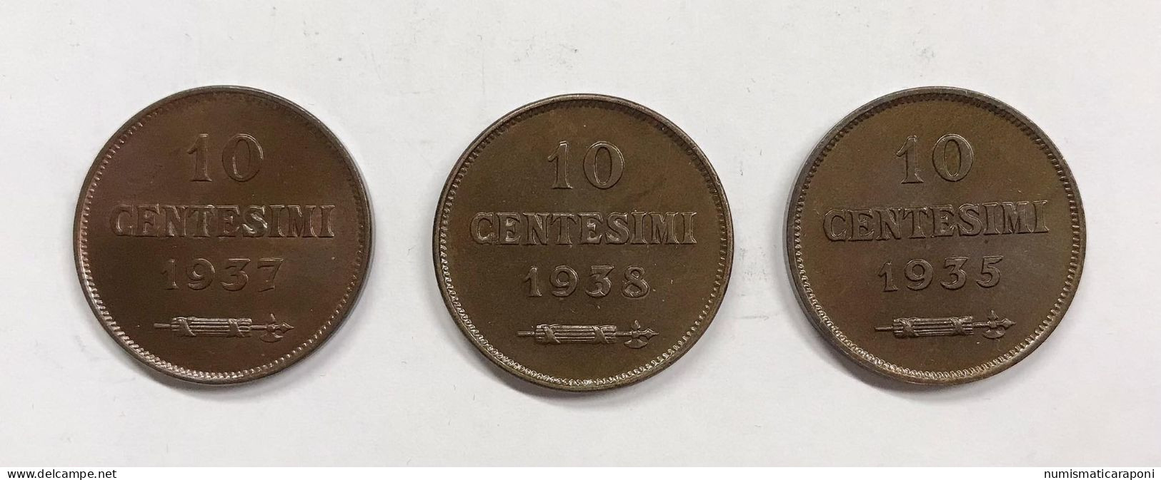 San Marino Vecchia Monetazione 1864-1938 10 Cent 1935 + 1937 + 1938 Q.fdc/fdc E.1283 - San Marino