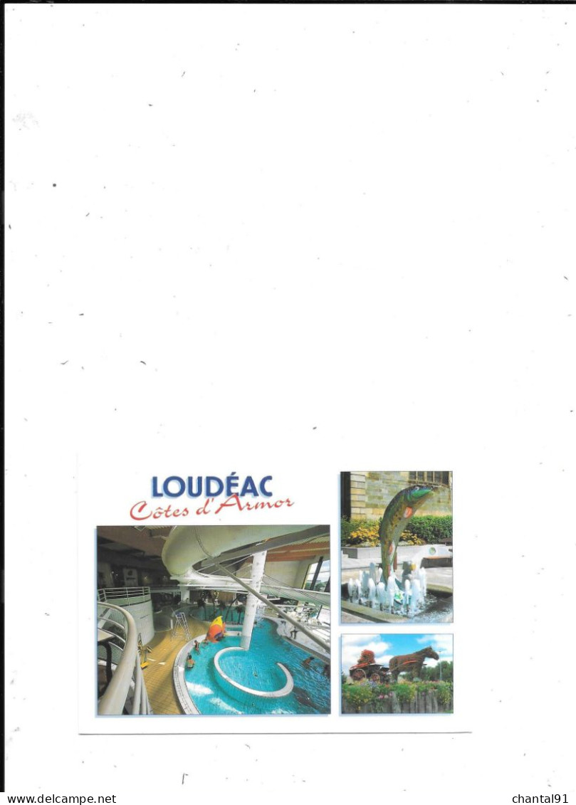 CARTE POSTALE 22 LOUDEAC LA PISCINE MUNICIPALE LES AQUATIDES ET LA SCULPTURE - Loudéac