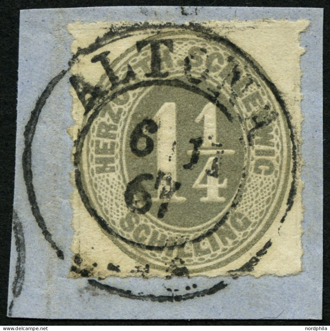 SCHLESWIG-HOLSTEIN 18c BrfStk, 1867, 11/4 S. Mittelgrau, Zentrischer K2 ALTONA, Kabinettbriefstück - Schleswig-Holstein