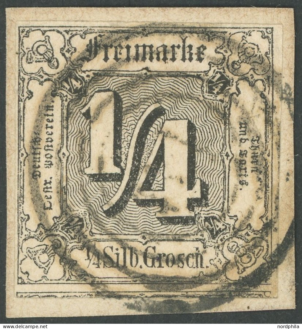 THURN Und TAXIS 26 BrfStk, 1864, 1/4 Sgr. Schwarz, Voll-überrandig, Prachtbriefstück, Gepr. Pfenninger - Altri & Non Classificati