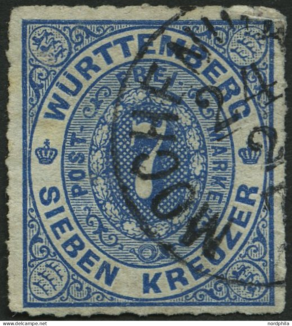 WÜRTTEMBERG 39a O, MOCHENWA(NGEN) Auf 7 Kr. Blau, Kleine Mängel, R! - Andere & Zonder Classificatie