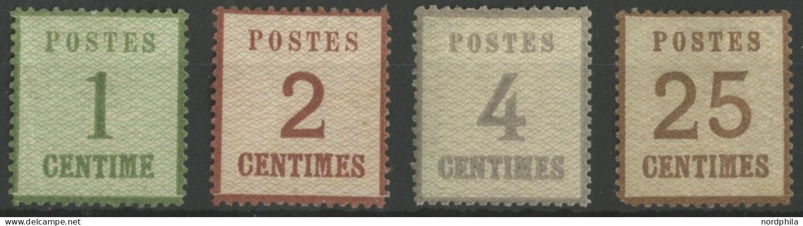 NDP 1-3,7II , 1870, 1 - 4 Und 25 C. Spitzen Nach Unten, 4 Werte Feinst (kleine Mängel), Mi. 850.- - Mint