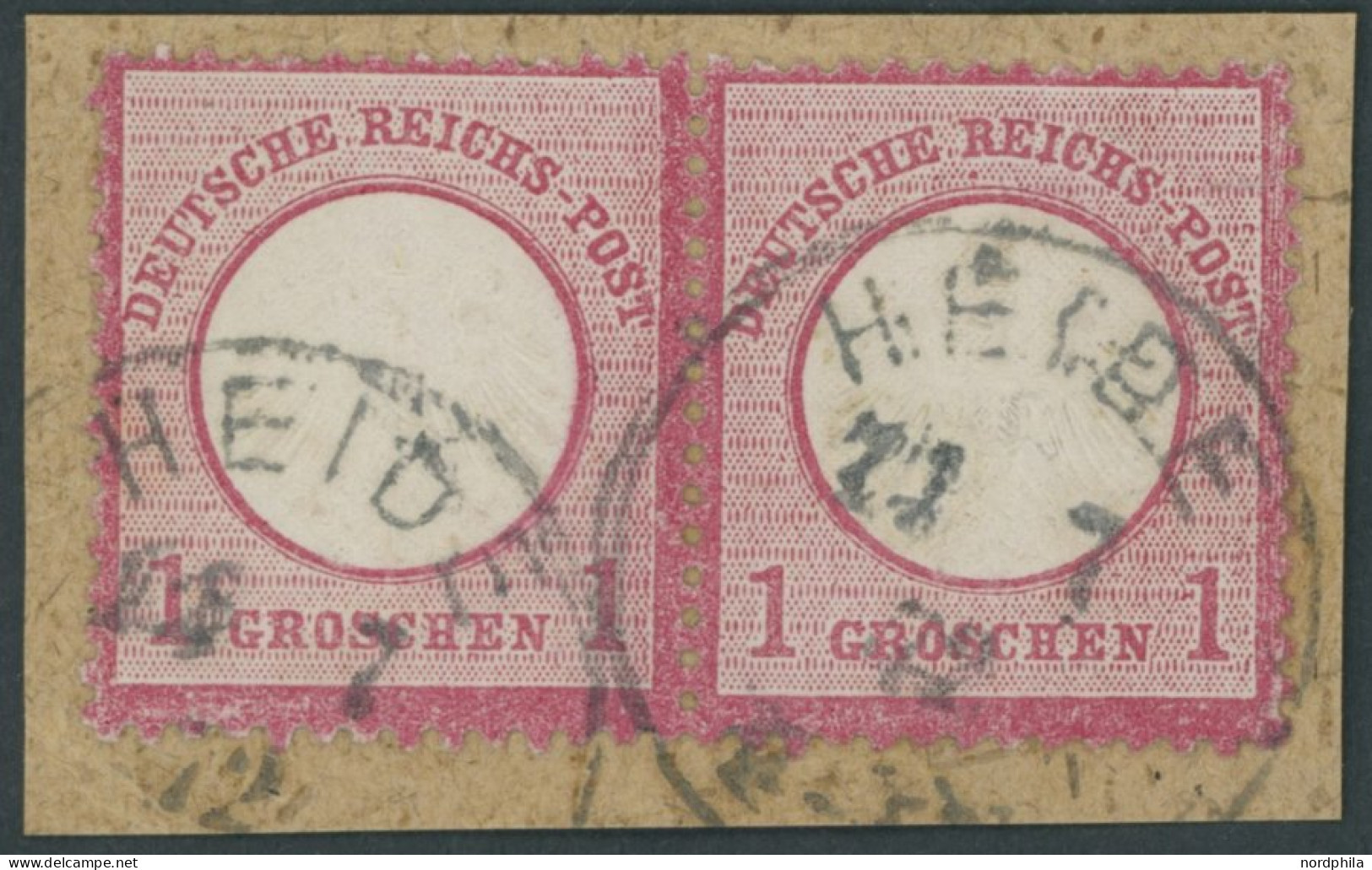 NDP DR 4 Paar BrfStk, HEIDE, K1, Auf 1 Gr. Rotkarmin Im Waagerechten Paar, Prachtbriefstück - Used Stamps