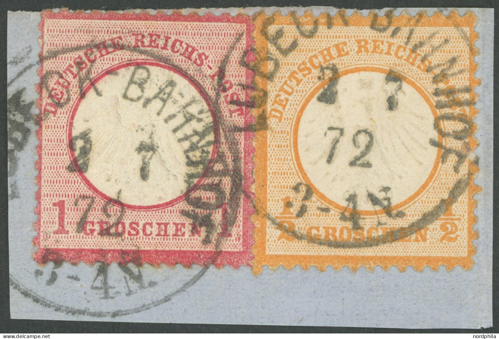 NDP DR 4,14 BrfStk, LÜBECK BAHNHOF, K1 Auf 1 Gr. Rotkarmin Und 1/2 Gr. Orange, Prachtbriefstück - Used