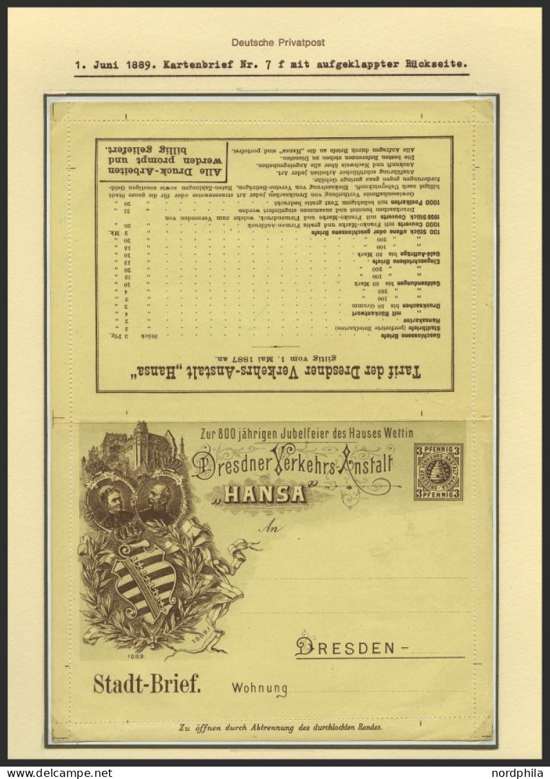 DRESDEN C K BRIEF, HANSA: 6 Verschiedene Kartenbriefe (davon 5 Ungebraucht) Sowie 2 Verschiedene Streifbänder (1x Gebrau - Postes Privées & Locales