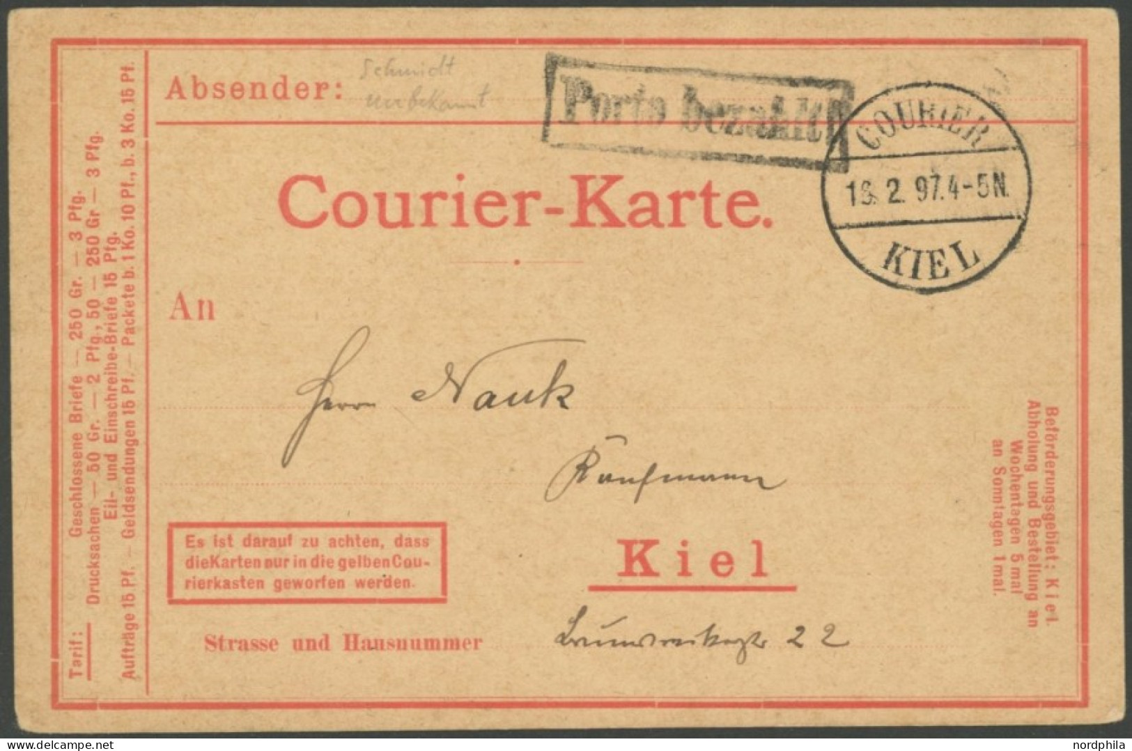KIEL A BRIEF, COURIER: Ca. 1893-1900, Umfangreiche Ganzsachensammlung Mit 71 Postkarten, 12 Kartenbriefen Und 7 Umschläg - Private & Local Mails