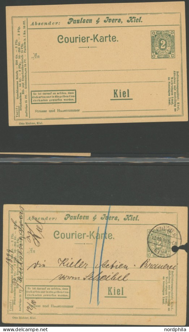 KIEL A BRIEF, COURIER: ca. 1893-1900, umfangreiche Ganzsachensammlung mit 71 Postkarten, 12 Kartenbriefen und 7 Umschläg