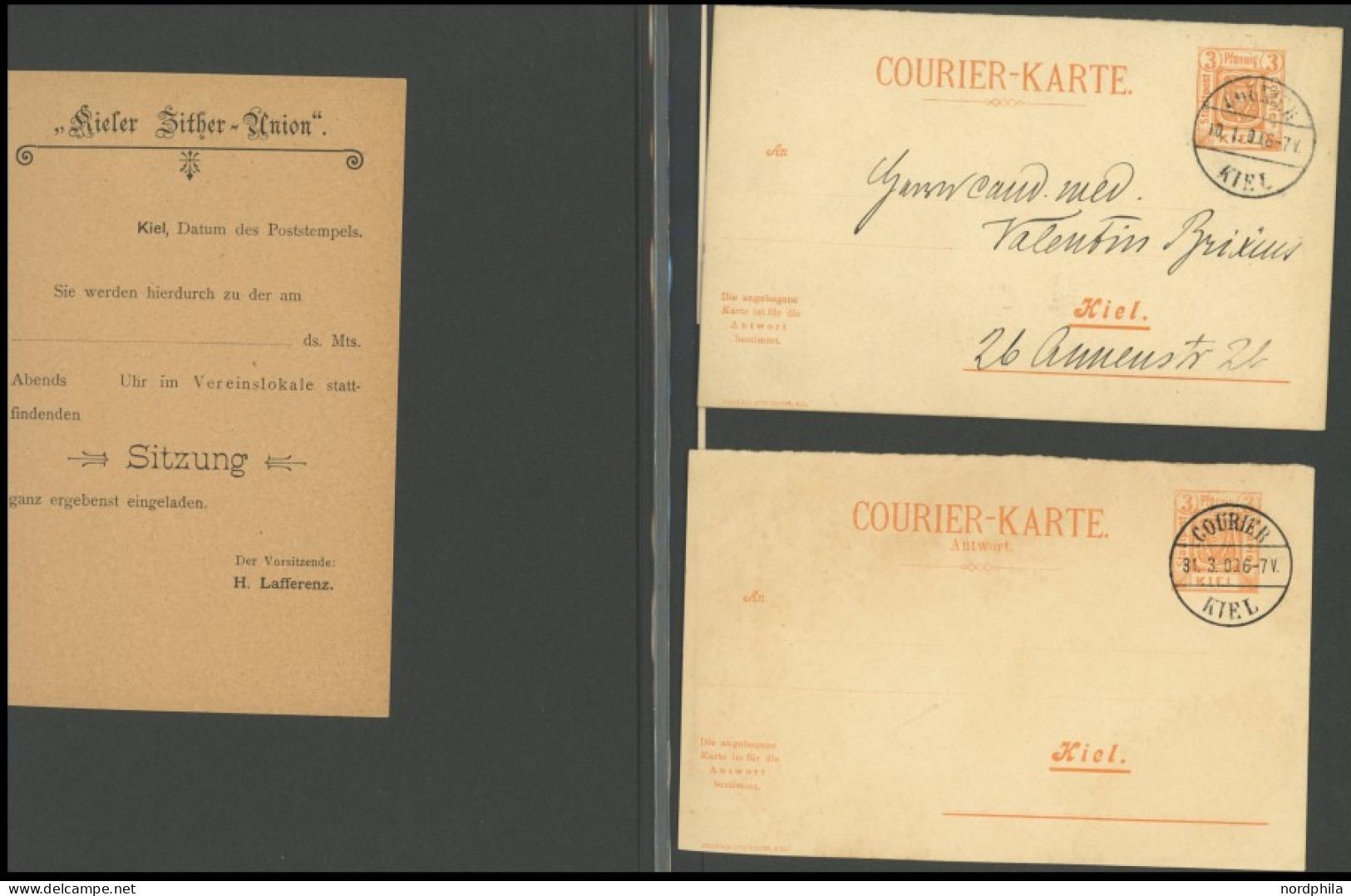 KIEL A BRIEF, COURIER: ca. 1893-1900, umfangreiche Ganzsachensammlung mit 71 Postkarten, 12 Kartenbriefen und 7 Umschläg