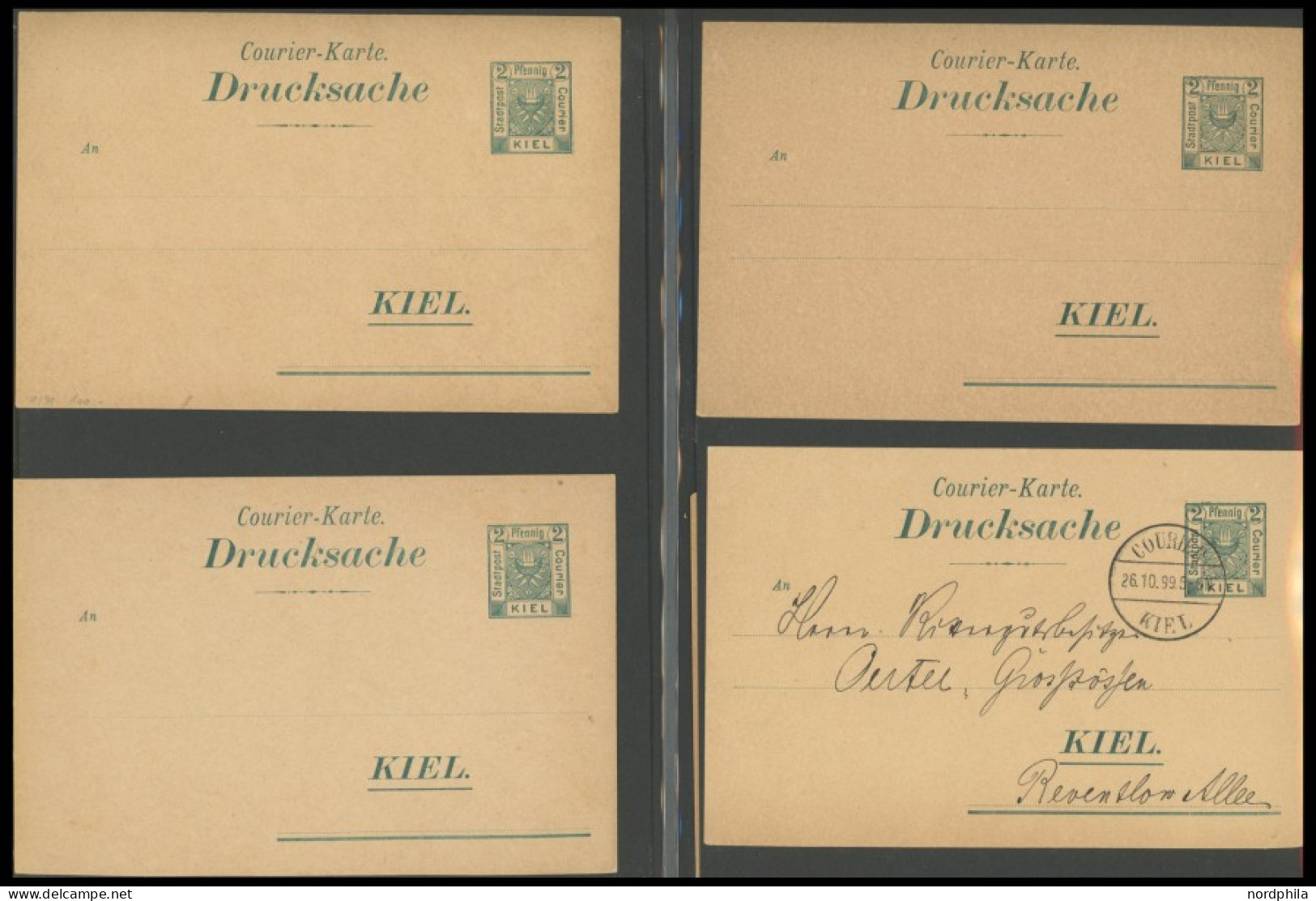 KIEL A BRIEF, COURIER: ca. 1893-1900, umfangreiche Ganzsachensammlung mit 71 Postkarten, 12 Kartenbriefen und 7 Umschläg