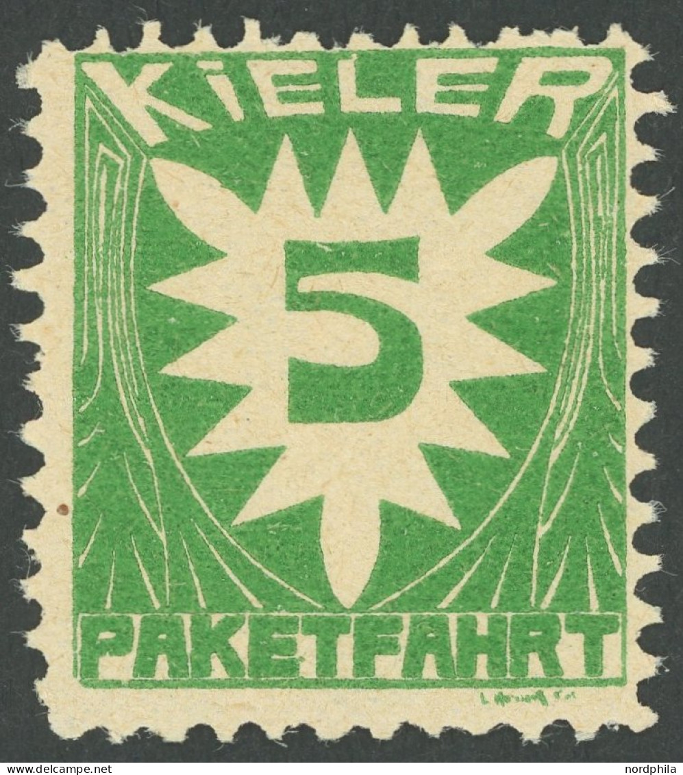 KIEL C 1 , PAKETFAHRT: 1909, 5 Pf. Grün, Postfrisch, Pracht - Private & Lokale Post