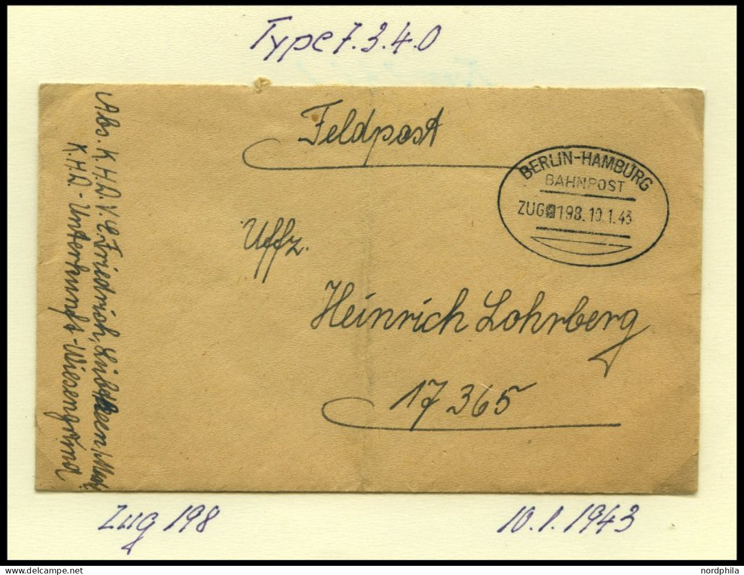 BAHNPOST Berlin-Hamburg (verschiedene Züge Und Typen) 1907-1938, 7 Belege Feinst - Maschinenstempel (EMA)