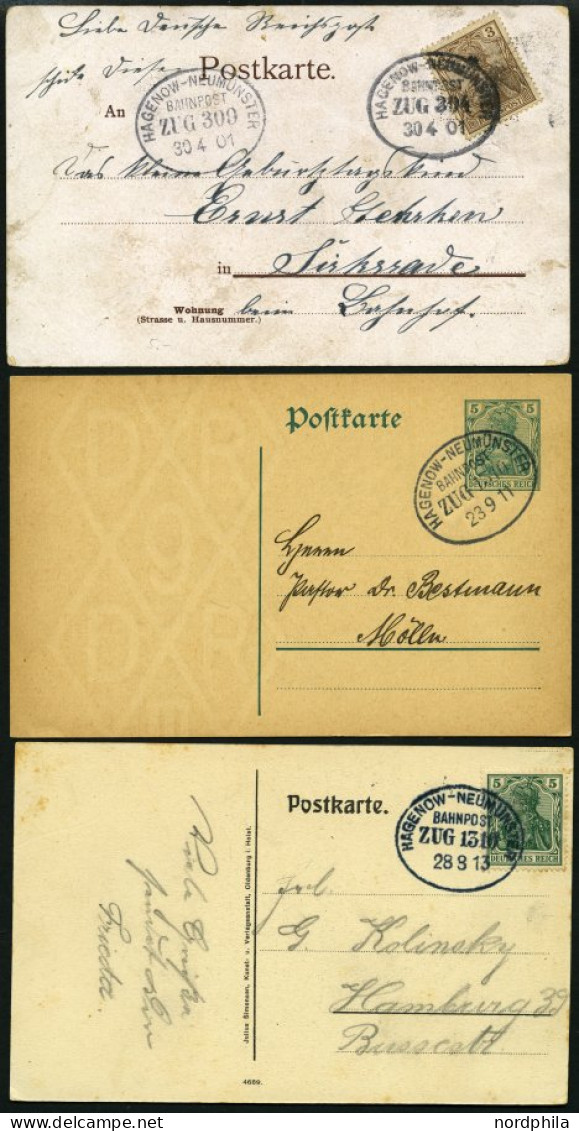 BAHNPOST Hagenow-Neumünster (verschiedene Züge Und Typen), 1901-1942, 9 Belege Feinst/Pracht - Franking Machines (EMA)