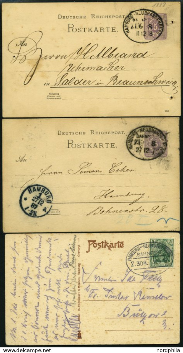 BAHNPOST Hamburg-Neubrandenburg (Zug 8 (2x),307 Und 308 (4x), 1887-1928, 7 Karten Feinst - Maschinenstempel (EMA)