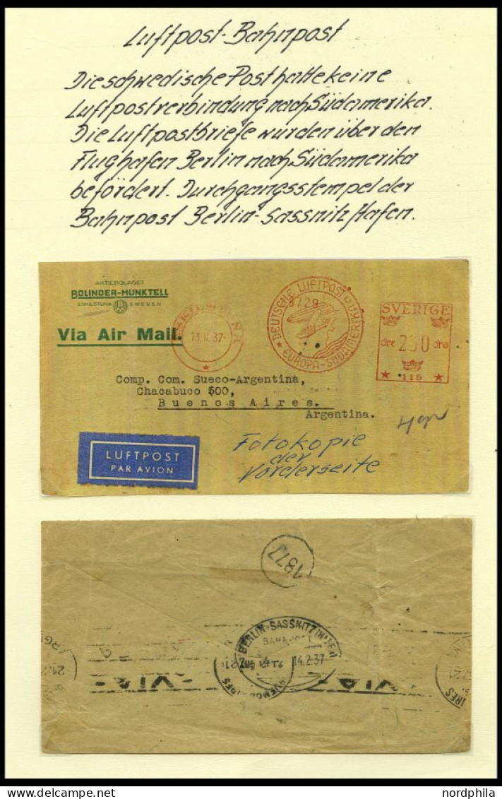 BAHNPOST Luftpost-Bahnpost, 1937-1963, 4 Verschiedene Belege, Dabei Feldpostbrief Nach Leningrad, Feinst/Pracht - Maschinenstempel (EMA)