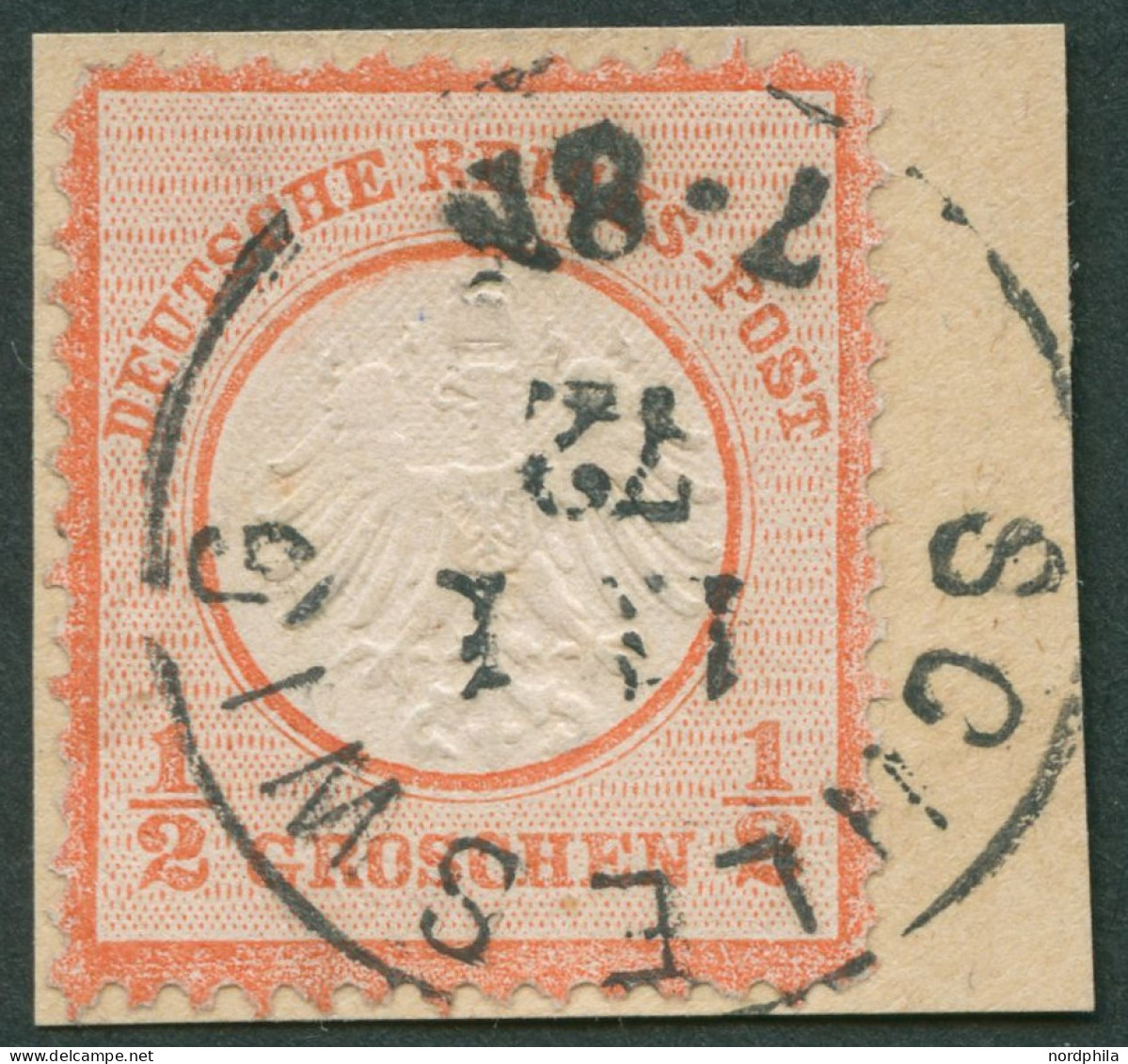 Dt. Reich 3 BrfStk, 1872, 1/2 Gr. Ziegelrot, K1 SCHLESWIG 11.1.72 (frühe Verwendung!), Normale Zähnung, Prachtbriefstück - Used Stamps