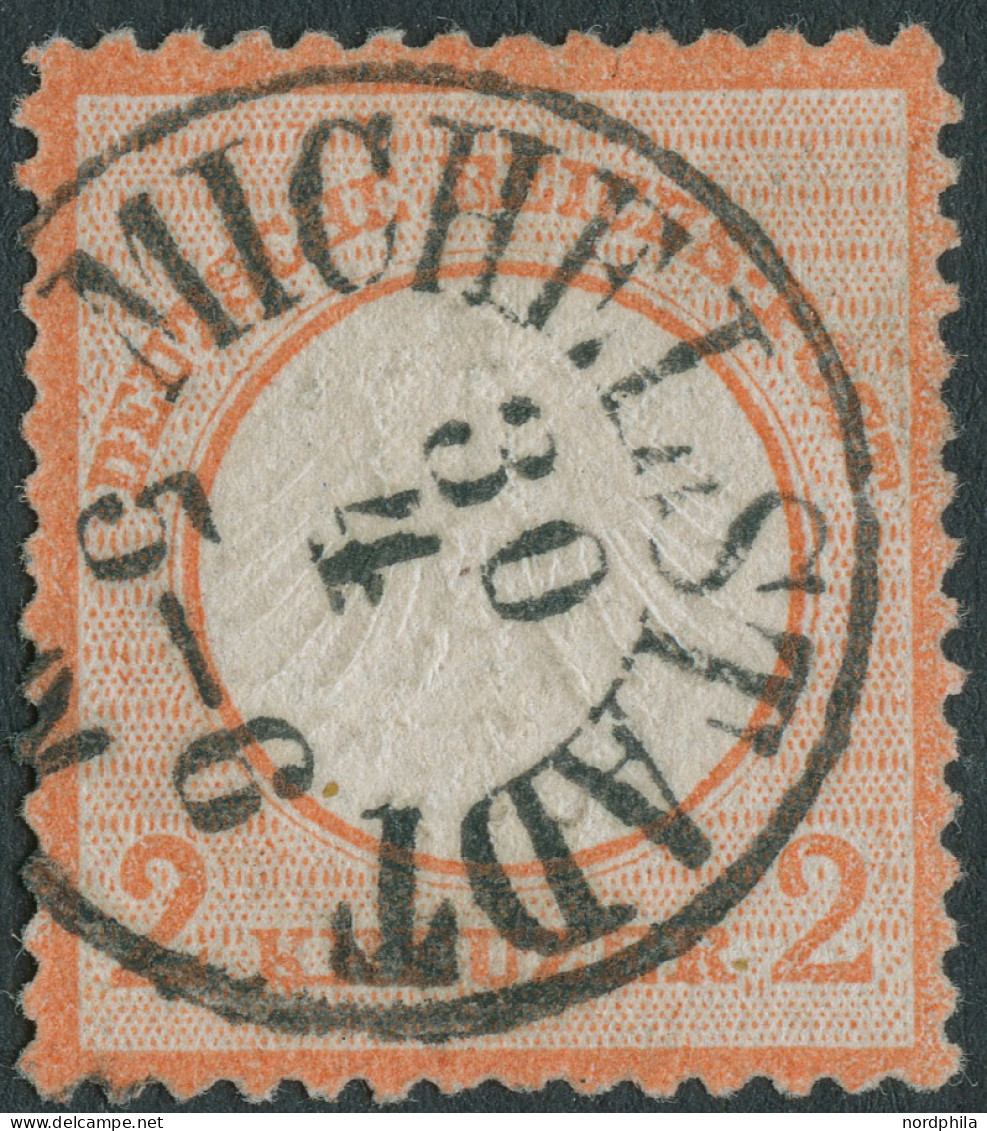 Dt. Reich 8 O, 1872, 2 Kr. Rötlichorange, Nachverwendetet Thurn Und Taxis Stempel MICHELSTADT, Kabinettstück Mi. 400.- - Other & Unclassified
