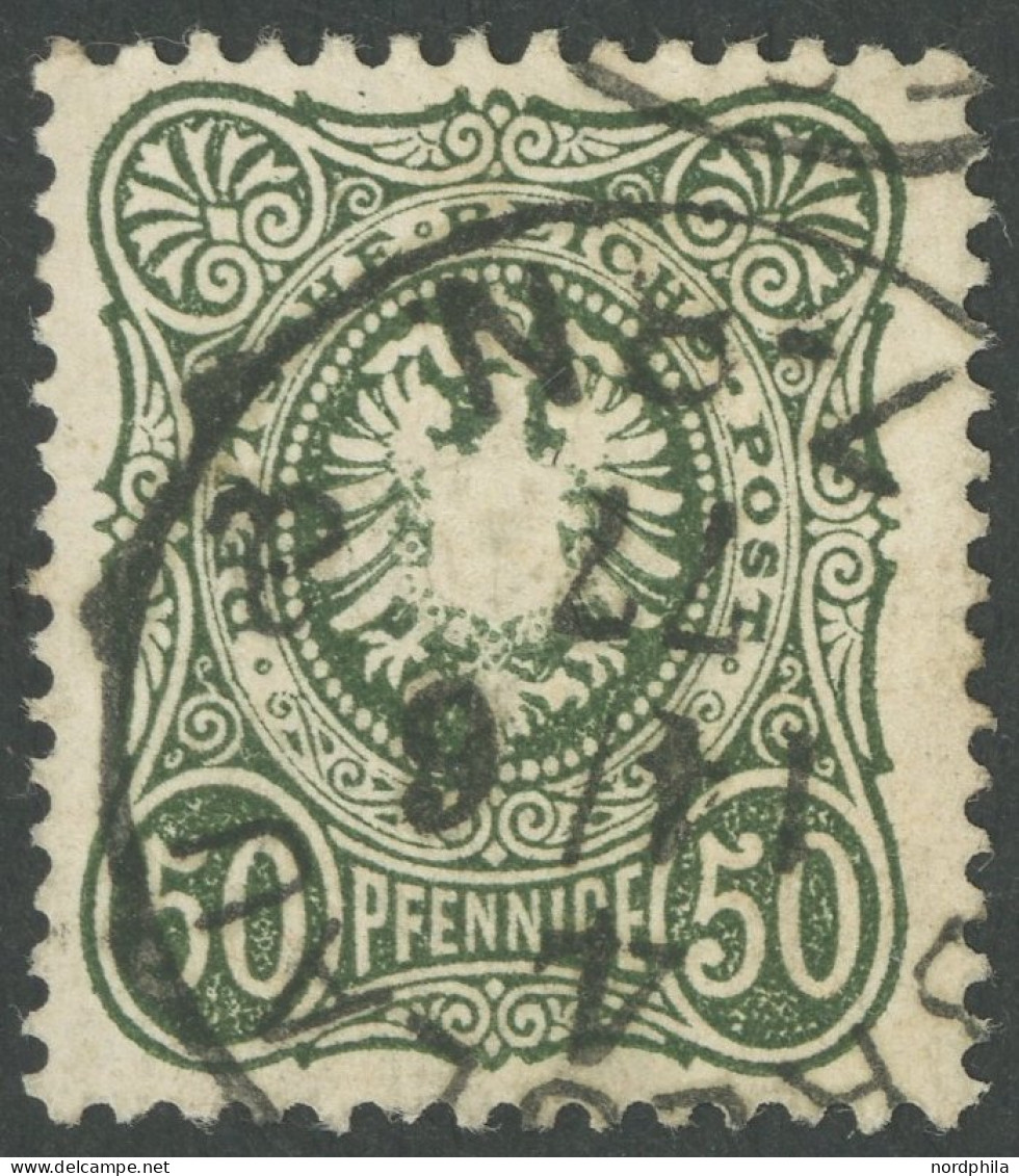 Dt. Reich 38b O, 1877, 50 Pfe. Dunkelolivgrün, Pracht, Gepr. Jäschke-L., Mi. 200.- - Sonstige & Ohne Zuordnung