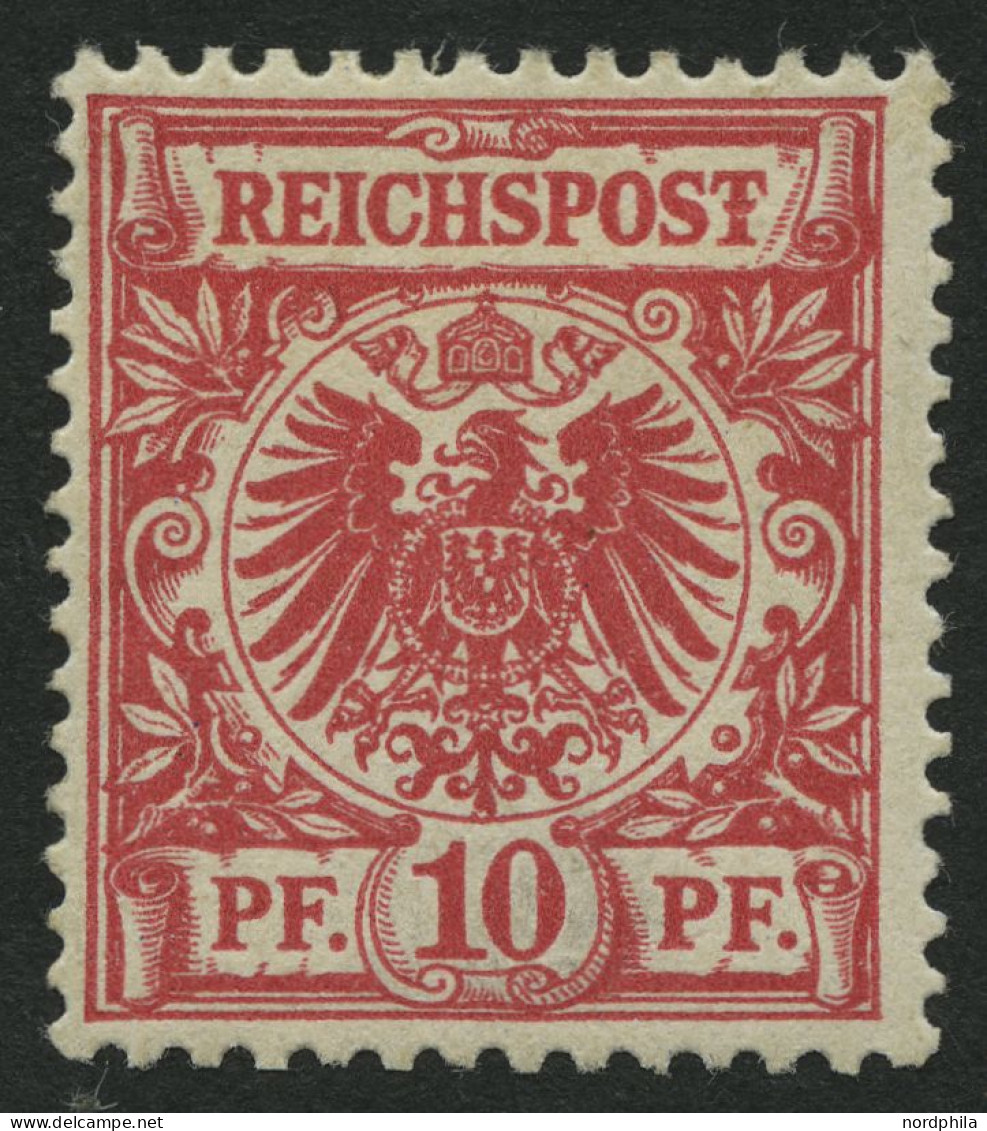 Dt. Reich 47I , 1889, 10 Pf. Karmin Mit Plattenfehler T Von Reichspost Mit Querbalken, Falzrest, Pracht, Mi. 100.- - Ongebruikt