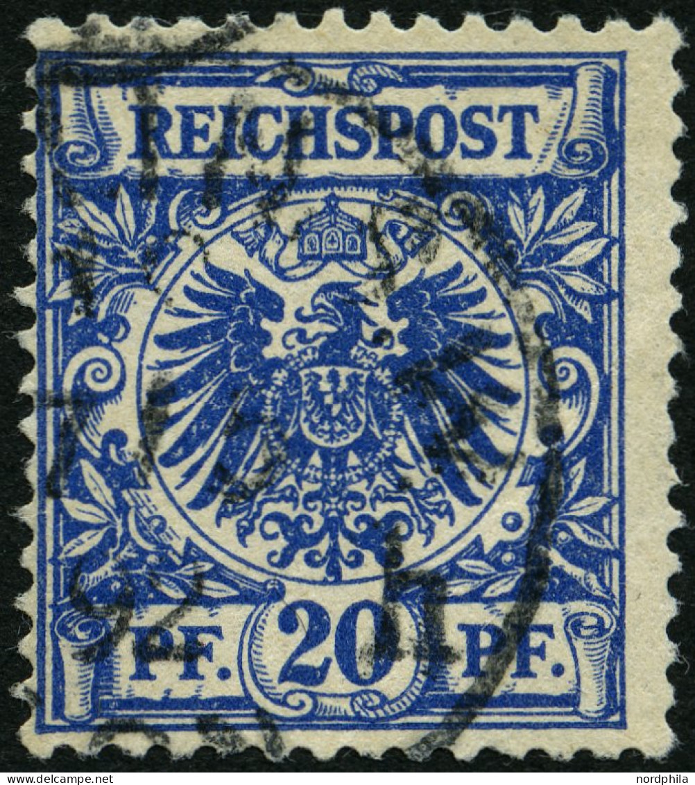 Dt. Reich 48ba O, 1892, 20 Pf. Schwarzblau, Bugspur Sonst üblich Gezähnt Pracht, Gepr. Zenker, Mi. 90.- - Oblitérés