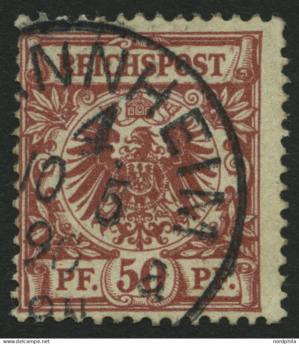 Dt. Reich 50a O, 1889, 50 Pf. Feuerrot, Etwas Bügig Sonst Pracht, Gepr. Wiegand, Mi. 90.- - Gebraucht