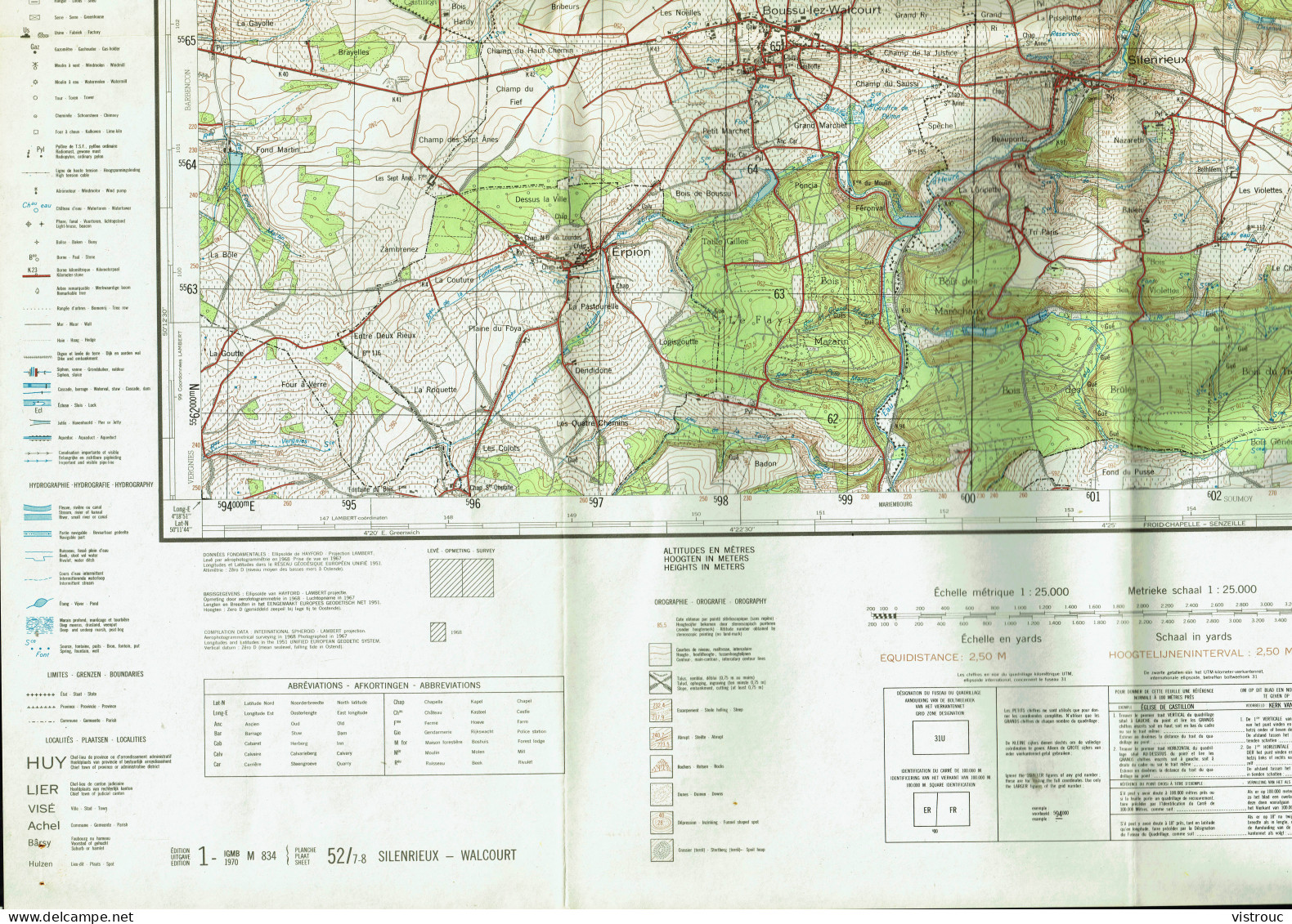 Institut Géographique Militaire Be - "SILENRIEUX-WALCOURT" - N° 52/7-8 - Edition: 1970 - Echelle 1/25.000 - Cartes Topographiques