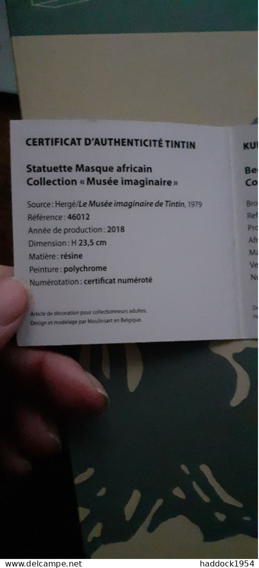 Le Masque Africain TINTIN Et L'oreille Cassée HERGE 2018 - Statues - Resin