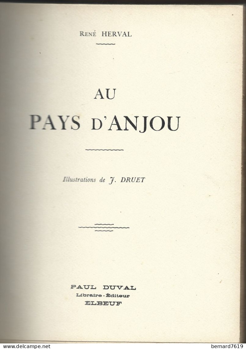 Livre - Au Pays D'anjou Par Rene Herval Paul Duvalediteur Elbeuf - Centre - Val De Loire